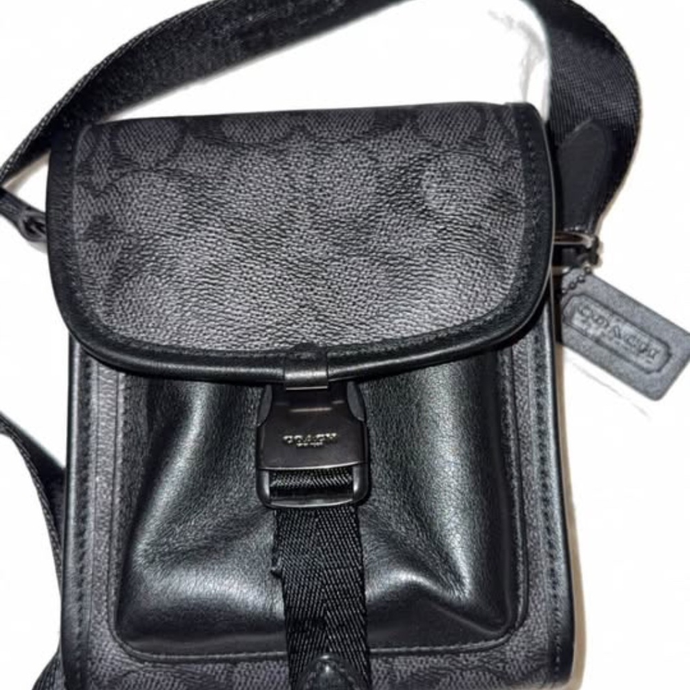 Coach Black Signature Canvas Leather Crossbody Belt Bag